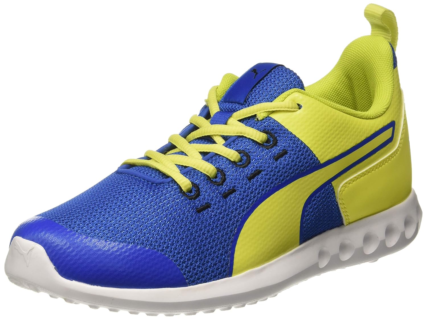blue and yellow puma shoes