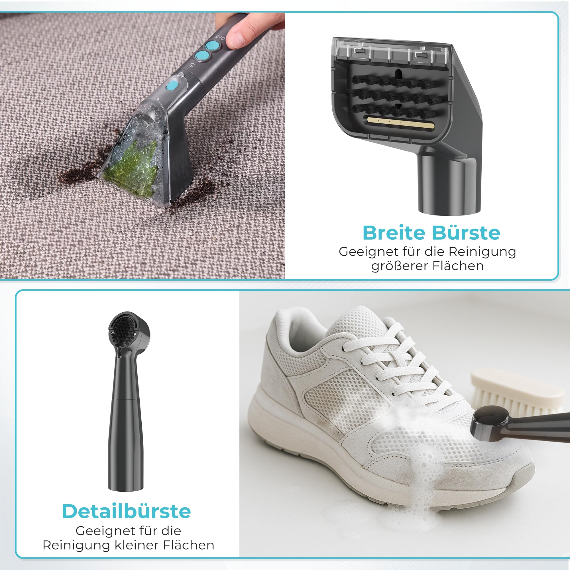 UMI Waschsauger, Dampfreiniger mit 14 kPa Saugkraft, Teppichreiniger mit 4 Reinigungsmodi, Polsterreiniger mit Hochtemperaturfunktion, Doppeltanksystem, Teppichreiniger mit Reinigungsmittel 8