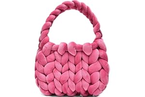 ALZOEAR Handwoven Tote Bags for Women Chunky Yarn Knit Shoulder Bag Handmade Braided Purse