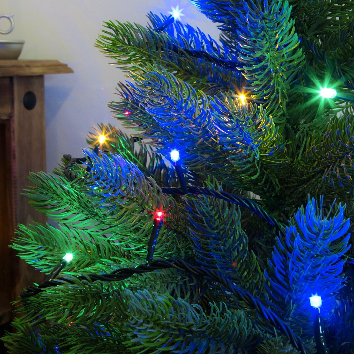 Festive Lights 5m Christmas Tree Lights with 50 LEDs on Green Cable