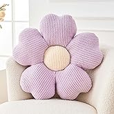Kcvvcr Flower Throw Pillow, Cute Flower Shaped Pillow Decorative Throw Pillow for Bed Couch, Soft Daisy Pillows Floor Seating Cushion Cushions (14.9 Inch Purple)