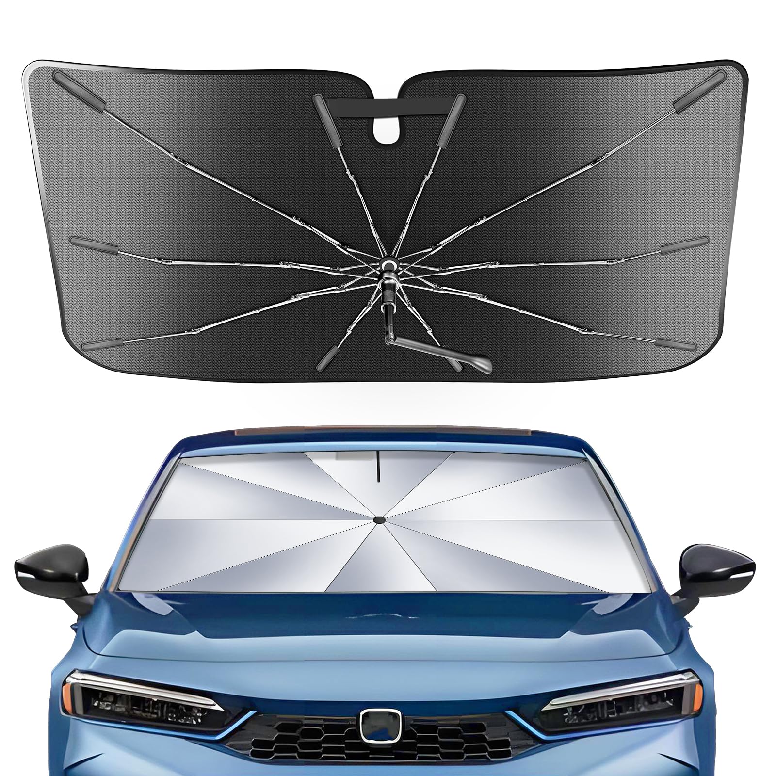 Photo 1 of [Upgrade] Portable Honda Civic 2022-2025 Windshield Sunshade Umbrella[Military-Grade Sturdy] with Bag, 2 in1 Ice Crystal Durable Compact Car Shade UPF50+ Heat Protection Outdoor Camping