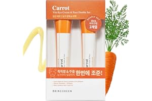 BRING GREEN Carrot Vita Eye Cream & Face Double SET (2 Count) | Anti-Aging, Wrinkles Eyecream with Vitamins C, B, E, Retinol, Beta-Carotene, improve Skin Tone, Dark&Red Spots 1.01 fl.oz. x2, 30ml+30ml