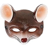jojofuny Rat Mask: 3D Mouse Mask Half Face Animal Rat Costume for Halloween Carnival Masquerade Party Cosplay Props - Brown