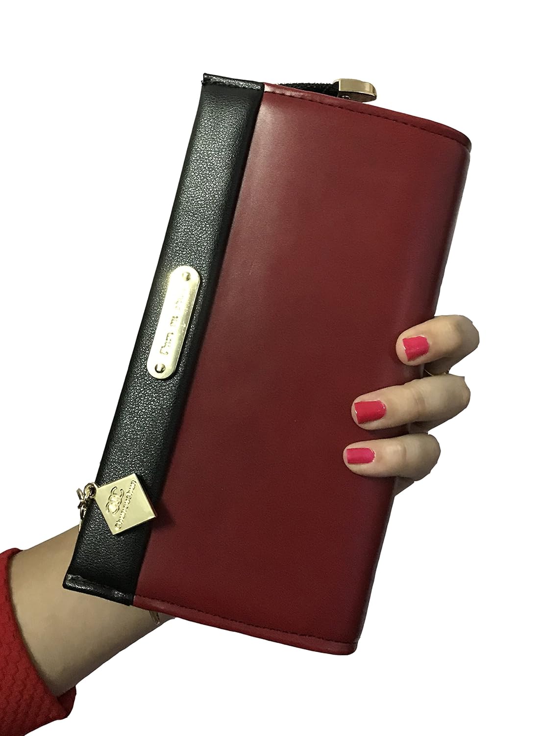 red zipper women casual \ partyware clutch & girls hand purse