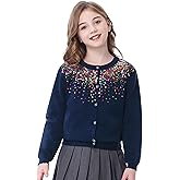 Rolanko Girls Cardigan Sparkling Sequin Kids Knit Button Up Sweater Cardigan Long Sleeve 4-11 Years