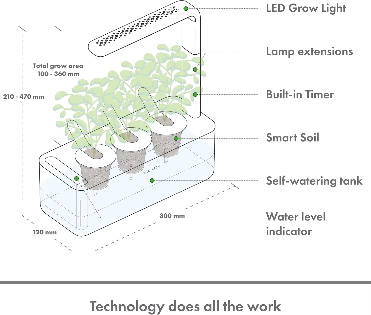 Click & Grow Smart Garden 3 Jardinera De Inter, Blanco, 30 X 10 X ...