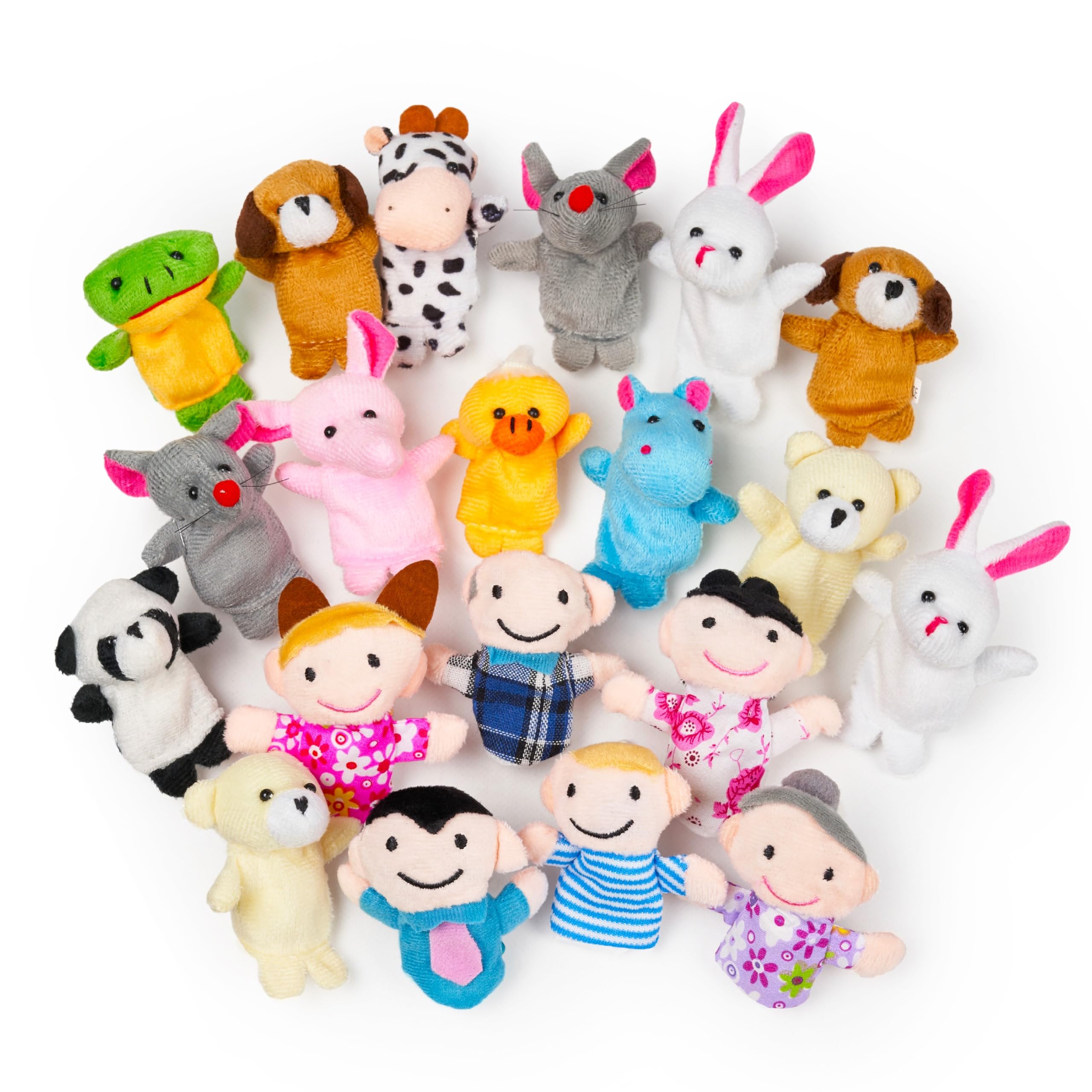 THE TWIDDLERS 20 Plush Animal Finger Puppet Toys for Boys & Girls, Great for Parties & Party Bag Fillers for Kids, Includes Animal & People Puppets for Story Playtime