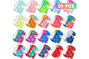 GENUVI Dinosaur Toys Pop Fidget Toys Its Birthday Party Favors for Kids Toys 20 PCS Mini Pop Keychain It Sensory Fidget Toy Packs Goodie Bag Stuffers Fidgets for Classroom Prizes Christmas Stocking Stuffers
