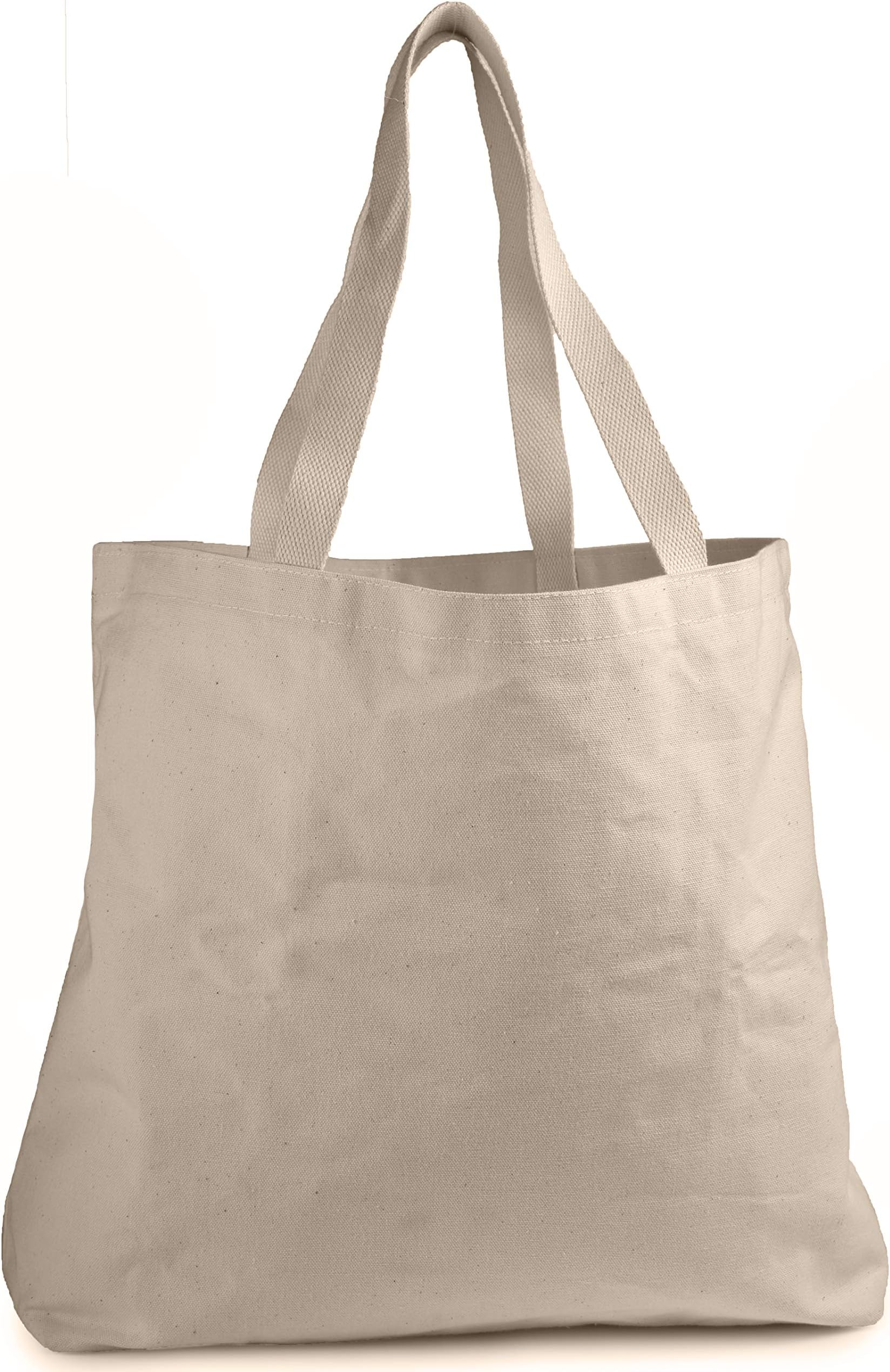 Reusable Grocery Canvas Bag - Durable Double Stitching with Two Sturdy Shoulder Straps to Handle Heavy Groceries. Canvas Tote Grocery Bags, an Eco-Friendly Solution for Grocery Shopping. (19" x 15")