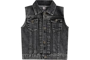 Denim Vest Kids Girl Boy Coats Turn Dwon Collar Sleeveless Button Closure Jackets Trendy Outwear