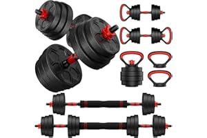 BDSHE Adjustable Dumbbell Set, 20/33/45/70/90lbs Free Weight Set with Connector, 4 in1 Dumbbells Set Used as Barbell, Kettlebells, Push up Stand, Weight Set for Home Gym Suitable Men/Women