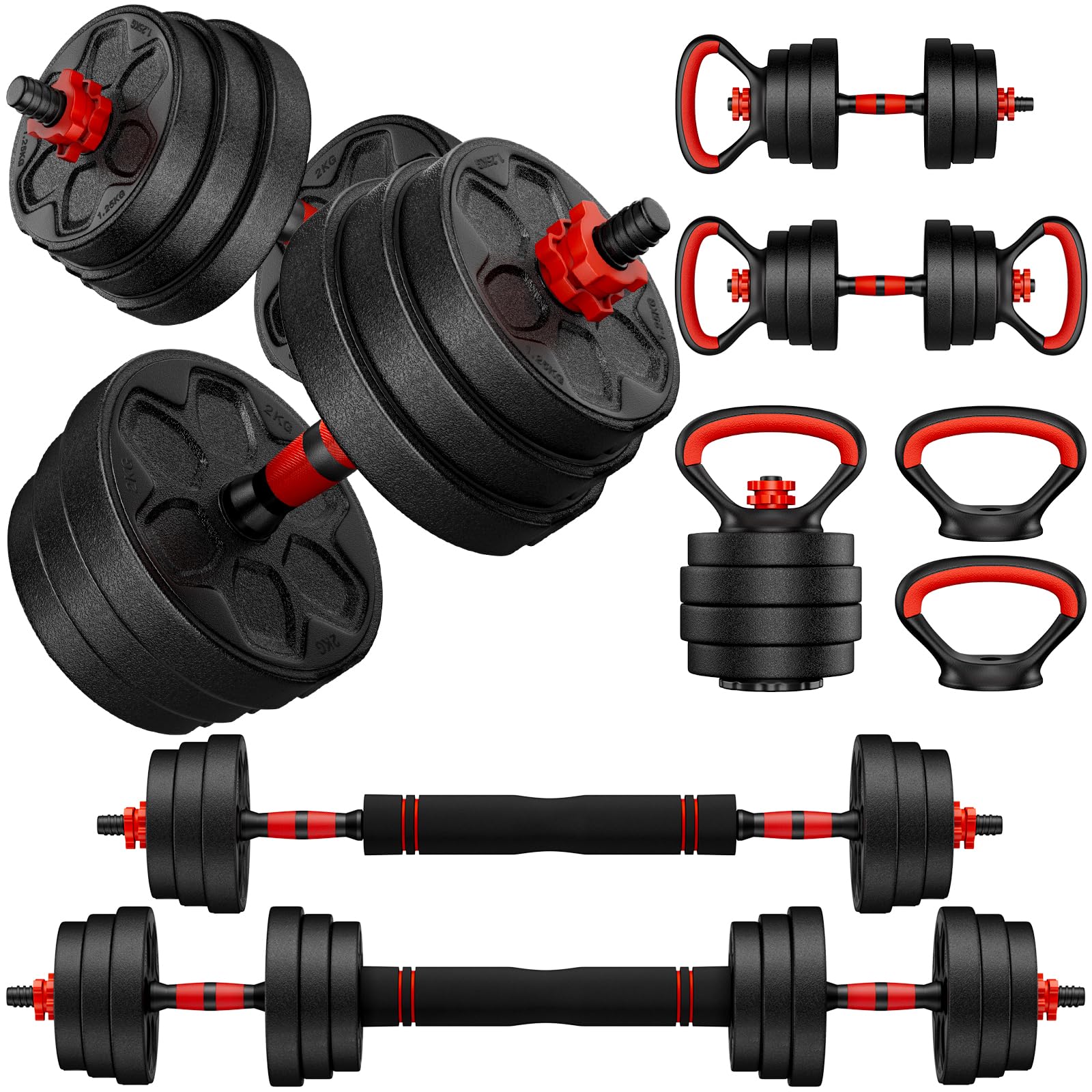 Photo 1 of BDSHE Adjustable Dumbbell Set, 45lbs Free Weight Set with Upgraded Nut,4 in1 Dumbbells Set Used as Barbell, Kettlebells, Push up Stand, Weight Set for Home Gym Suitable Men/Women