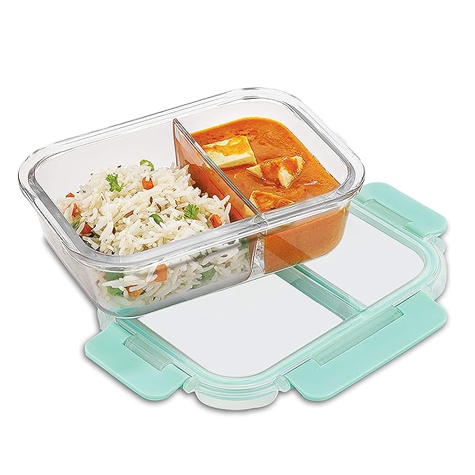 Buy Allo FoodSafe 580ml Rectangle Divider Partition Glass Lunch Box
