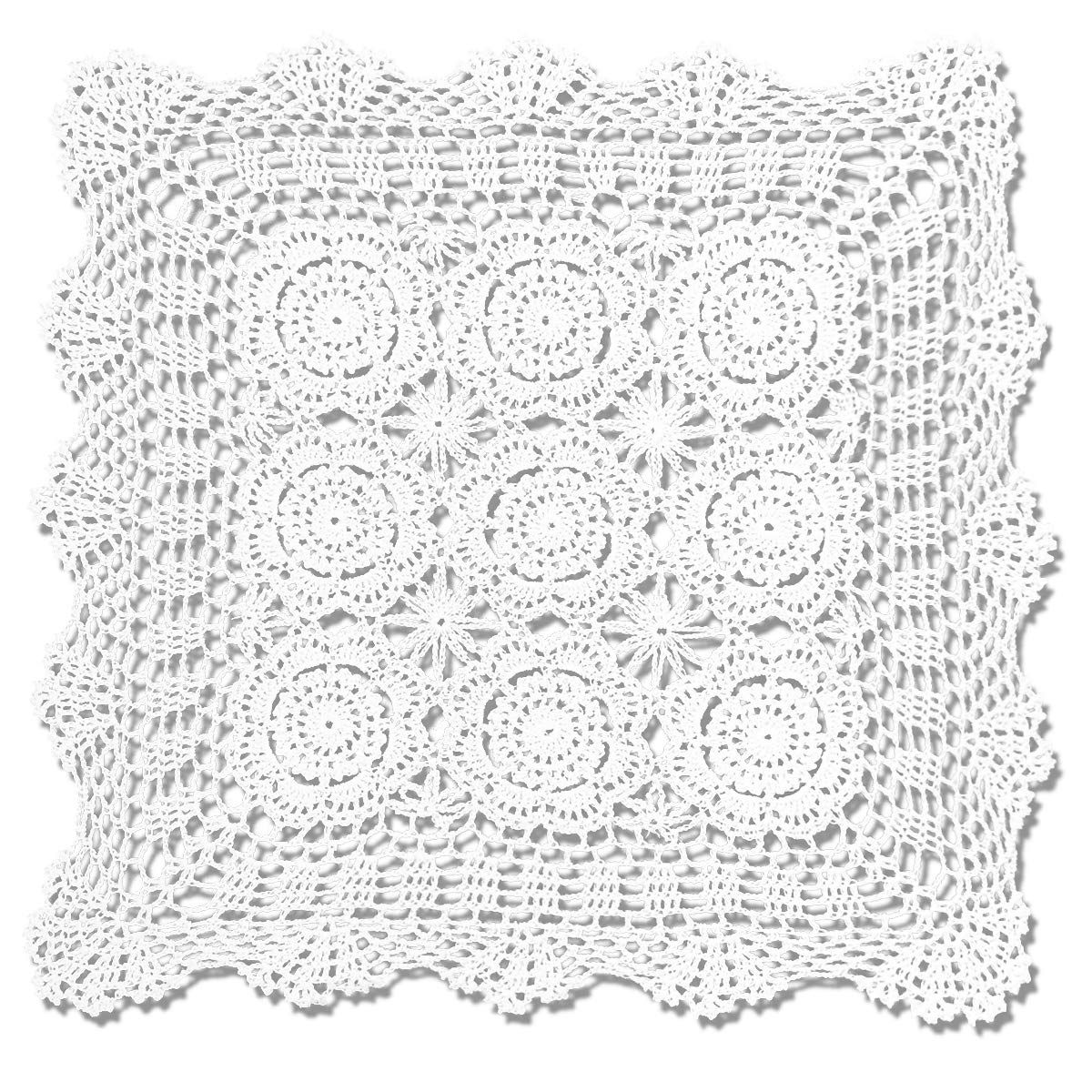 gracebuy 23 Inch Square White 100% HANDMADE Crochet Lace Placemats Doilies Tablecloth