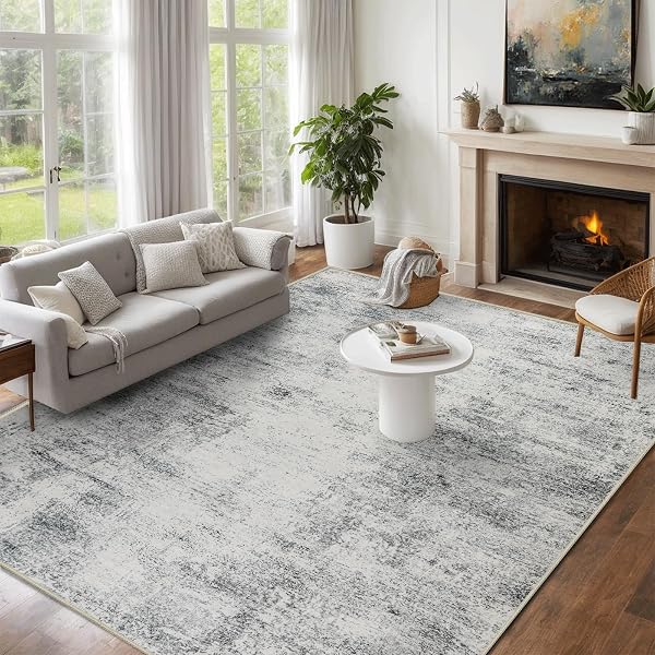 CAPSLPAD 8X10 ABSTRACT AREA RUG, NON-SLIP WASHABLE FOLDABLE RUG, LOW PILE ULTRA SOFT NON-SHEDDING, MODERN GREY STAIN RESISTANT LARGE RUG FOR LIVING ROOM, BEDROOM, OFFICE, DINING, ROOM