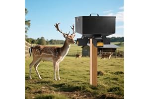 YeeJinHong Portable 80LB Gravity Deer Feeder,Heavy Duty Metal Automatic Deer Feeder with 4 Feed Ports,Weatherproof for Wildli