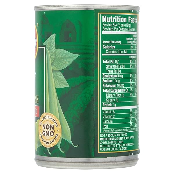 DEL MONTE CUT GREEN BEANS NO SALT ADDED, 14.5-OUNCE (PACK OF 8)