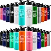 Bokon 24 Pack Thank You Inspirational Gifts Reusable Aluminum Water Bottle Bulk Lightweight Leakproof Metal Sports with Lid for Christmas Gym Camping Hiking Back to School Gift(Colorful,25 oz)