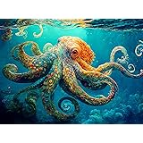 Deep Blue Octopus Odyssey: Premium 1000-Piece Jigsaw Puzzle for Adults - Best New Eco-Friendly Marine Artwork Puzzle - Unique