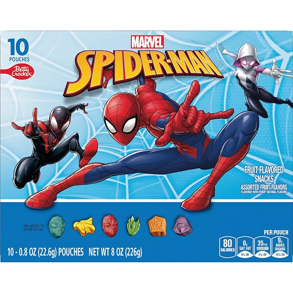 SPIDERMAN FRUIT FLAVORED SNACKS, TREAT POUCHES, GLUTEN FREE, 10 CT