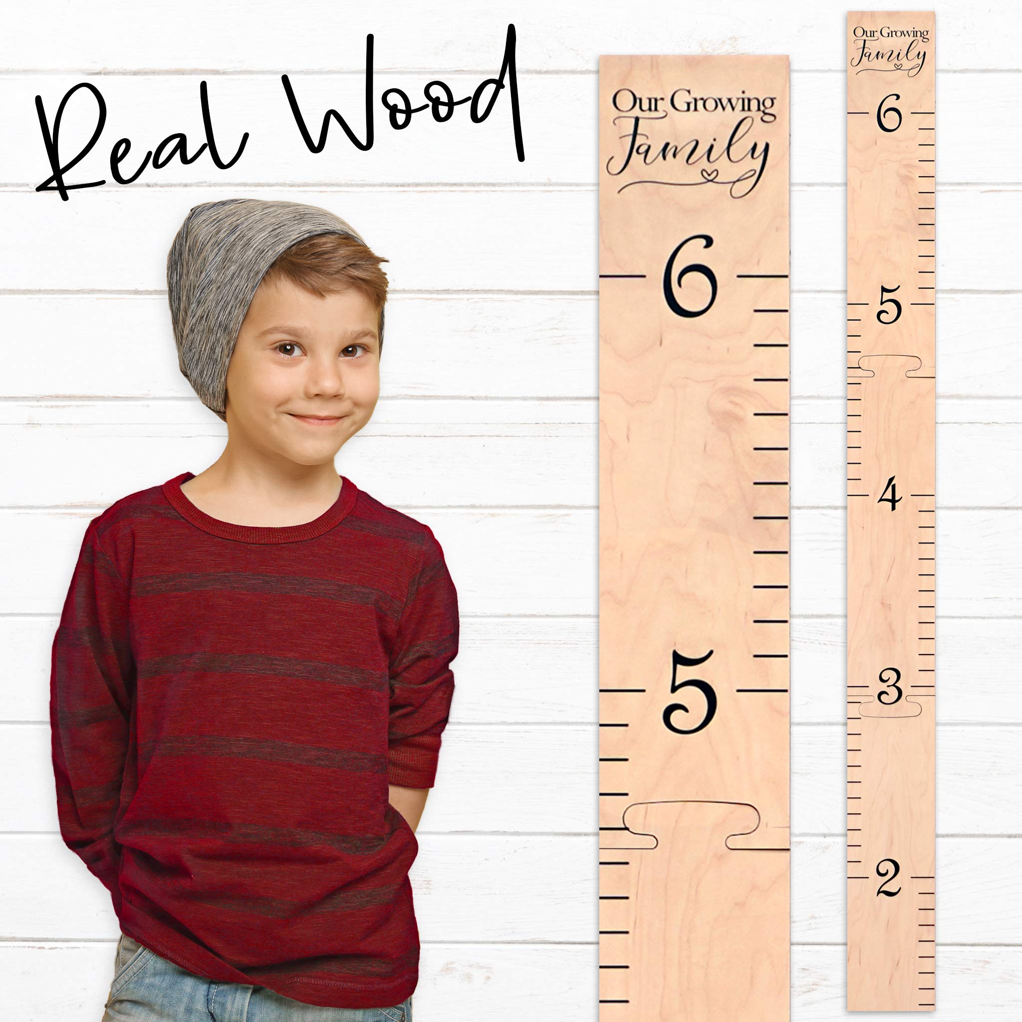 Wooden Ruler Growth Charts Ruler for Boys and Girls (Growing Family Natural)