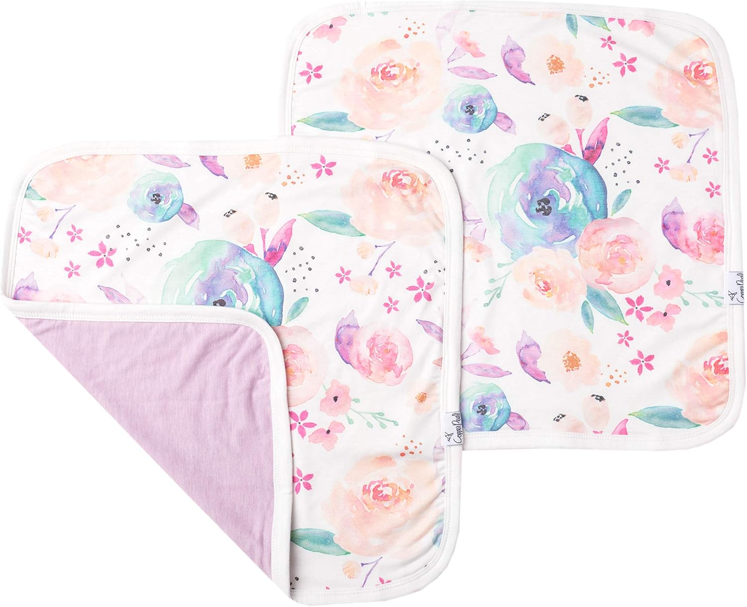 Copper Pearl 3-Layer Knit Security Blanket Set Sized 16" X 16" 2-Pack "Bloom", Baby