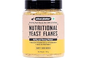 Urban Platter Nutritional Yeast Flakes | 3.53 Oz (100g) | Rich in B Vitamins & Protein | Gluten-Free, Non-GMO, Plant-Based Seasoning | Nutty & Cheesy Flavor | For Popcorn, Pasta & Salads