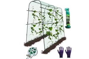 ANTIZZ Garden Arch Trellis for Climbing Plants 0utdoor, 63 X 55 in A-Frame Tall Cucumber Trellis for Raised Bed Garden Vegetable Trellis Tunnel with Climbing Net Fit Climbing Cucumber,Tomato,Squash,Zucchini