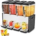 VEVOR Commercial Beverage Dispenser, 4 Tanks 12 L / 12.7 QT Per Tank Juice Dispenser, 510W Stainless Steel Ice Tea Drink Machine with 45°F-54°F Cooling Temperature, for Cold Drink Restaurant Bar Party