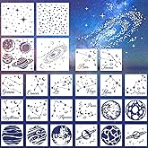 Reusable Star Painting Stencil Set - 24 Pcs Astronomy Planet Reusable Painting Template for Journal Canvas Decoration, Zodiac Signs Drawing Art Stencils for DIY Home Wooden Wall Floor Decor