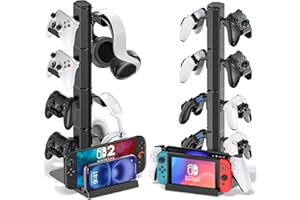 KYTOK Gaming Headset & Controller Holder Stand for Gamer Gift, Gaming Headphone Desk Organizer Storage with Cable Hook for Xbox/ PS5/ PS4/ Controller, Nintendo Switch 1/ 2/ PS Portal Console/ Remote & Phone