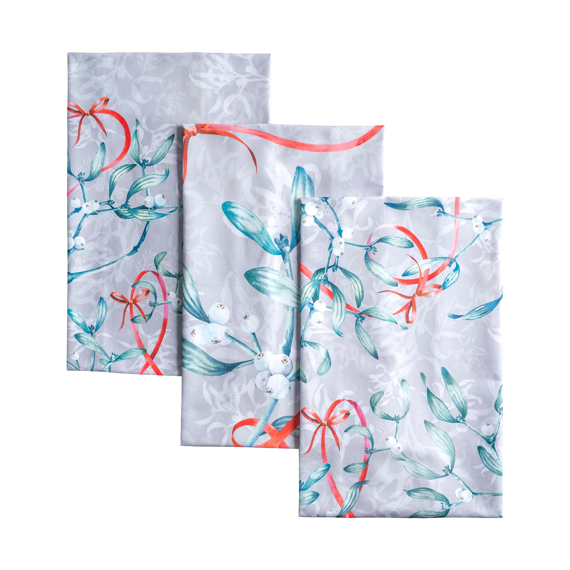 Maison d' Hermine Kitchen Towels Set of 3 100% Cotton 20" x 27.5" Reusable Cloth Tea Dish Towels Absorbent with Hanging Loop for Kitchen Dining Thanksgiving Christmas Decorations (Enora) Image