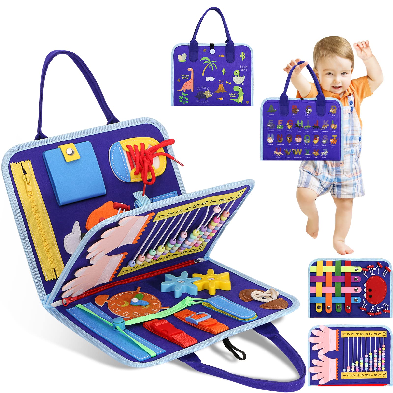 Busy Board for Toddlers, Montessori Sensory Toys Activity Board for Fine Motor Skills, Preschool Educational Learning Gifts for 1 2 3 4 5 Year Old Girls & Boys, Autism Toys, Car Airplane Travel Toy