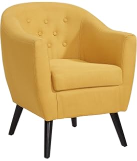 Idmarket Fauteuil Scandinave En Tissu Jaune Moutarde