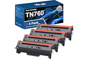 VIPSIM TN760 Toner for Brother Printer Replacement for Brother TN760 TN-760 TN730 TN-730 to use with DCP-L2550DW MFC-L2710DW MFC-L2750DW HL-L2350DW HL-L2370DW HL-L2395DW HL-L2390DW Printer (4 Black)
