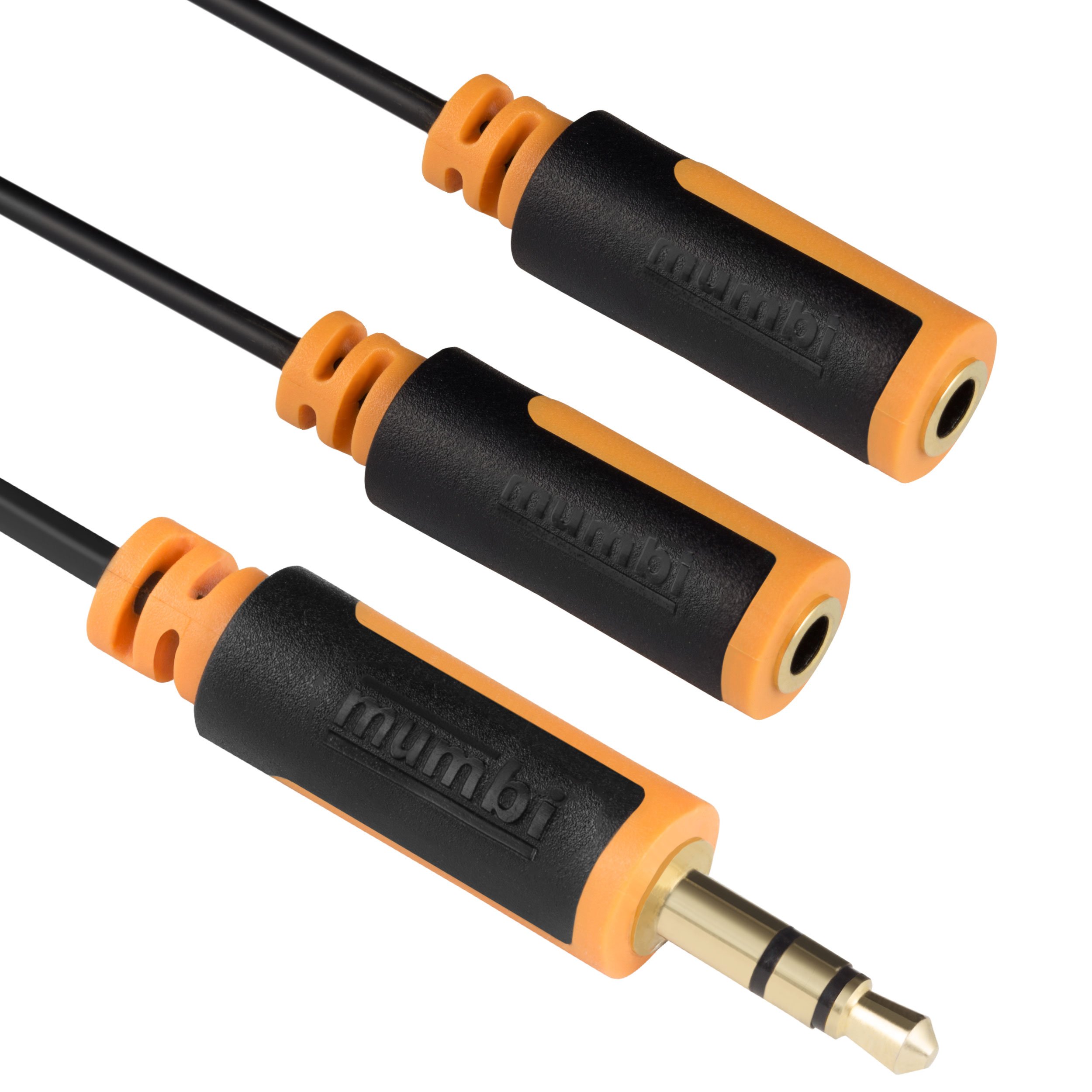 mumbi Y Audio Splitter Cable – 24 K Gold Plated 3.5 mm Jack to 2 x 3.5 mm Jack Socket 10 cm