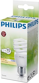 Philips Tornado 15W E27 Spiral CFL Warm White Light Bulb view 2