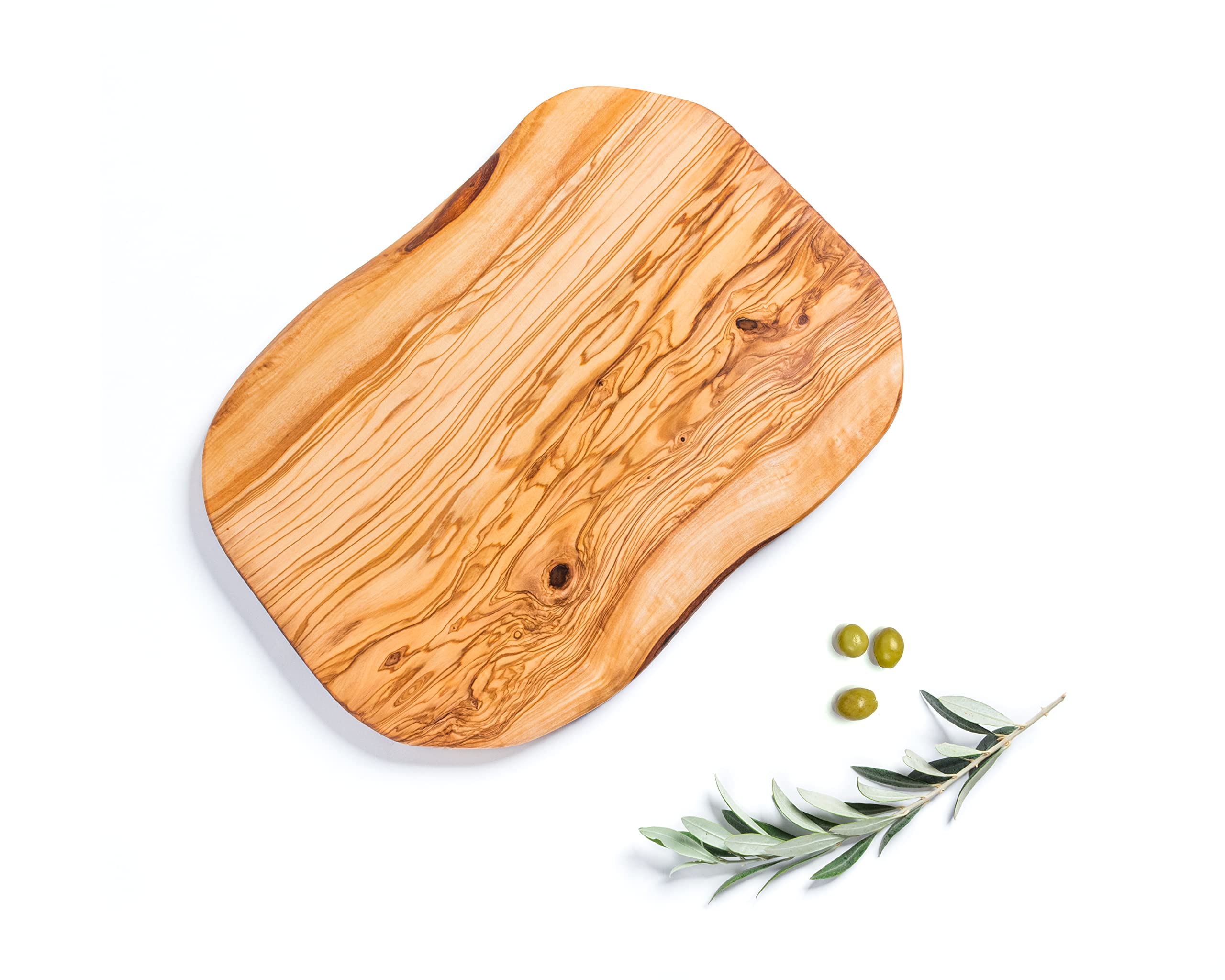 DARIDO Handmade 30x18cm Chopping Board - Reversible & Multiuse - Breakfast Tray, Cutting, Serving or Cheese Board - Kitchen Use & Decoration - Natural, Sustainable Olivewood - Elegant Gift
