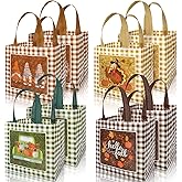 AnyDesign Fall Reusable Gift Bag Pumpkin Turkey Gnome Tote Bags with Handles Autumn Party Treat Bag Grocery Shopping Bag Waterproof Non-Woven Bags for Fall Thanksgiving Pumpkin Patch Party, 8 Pack
