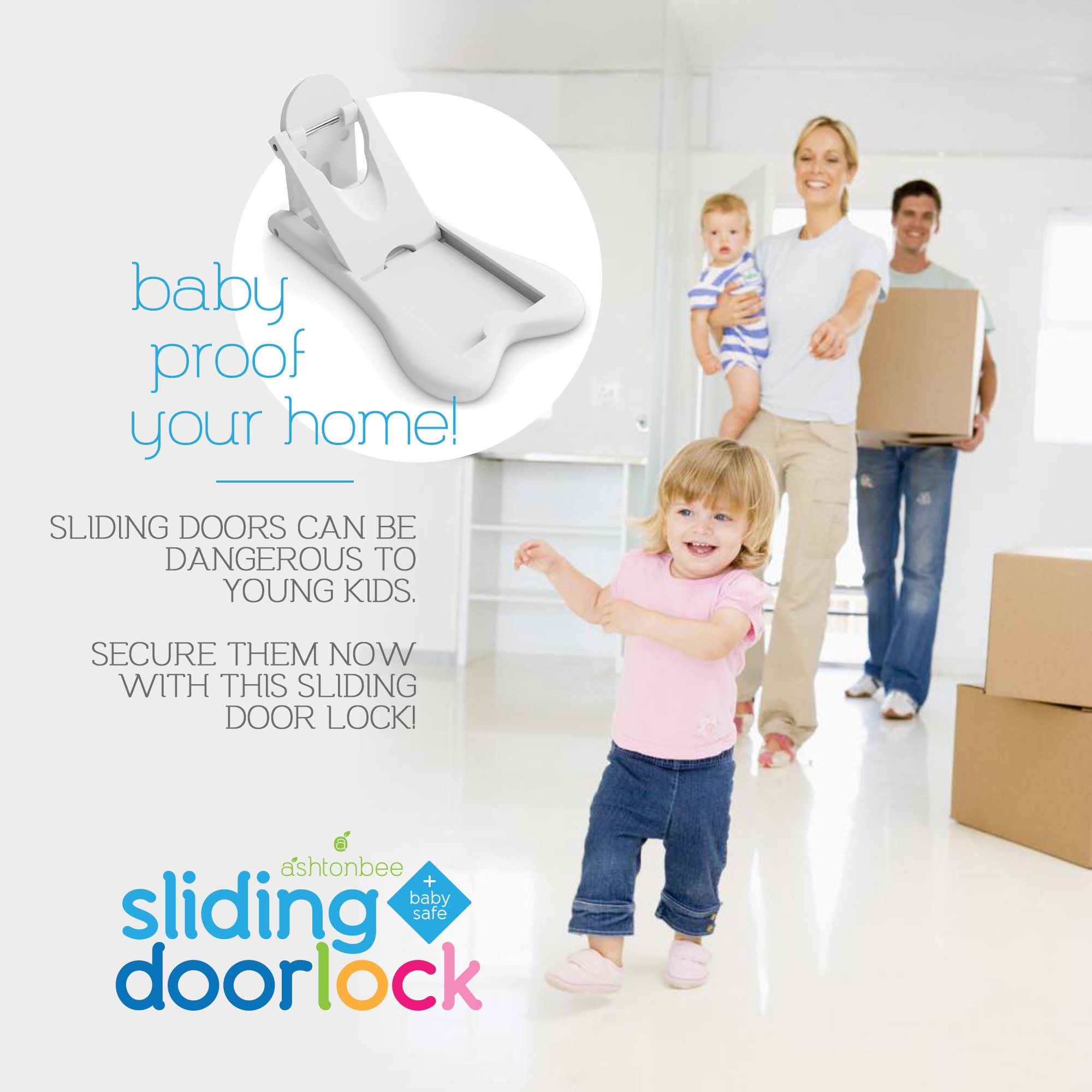 Sliding Door Lock for Child Safety Baby Proof Doors Closets