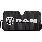 Plasticolor 003860R01 RAM Logo Black Matte Finish Front Windshield Accordion Sunshade