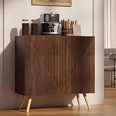 DHZ Fluted Sideboard Buffet Cabinet, 30&rdquo; Wood Storage Credenza with Adjustable Shelf, Freestanding Accent Cabinet, Space-Saving Console Coffee Bar Cabinet for Living Room, Kitchen