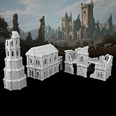 AUSPDICE Town Buildings RPG Terrain Set for DND, 28mm TTRPG Buildings | Tower, Town Building and Ruins for TTRPGs, Battle Maps, Character Encounters and Dungeons and Dragons Scenarios, AF1078