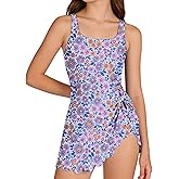 BeautyIn Girls Swimsuit Tummy Control One Piece Swim Dress 2026 Scalloped Bathing Suit Size 7-16Y
