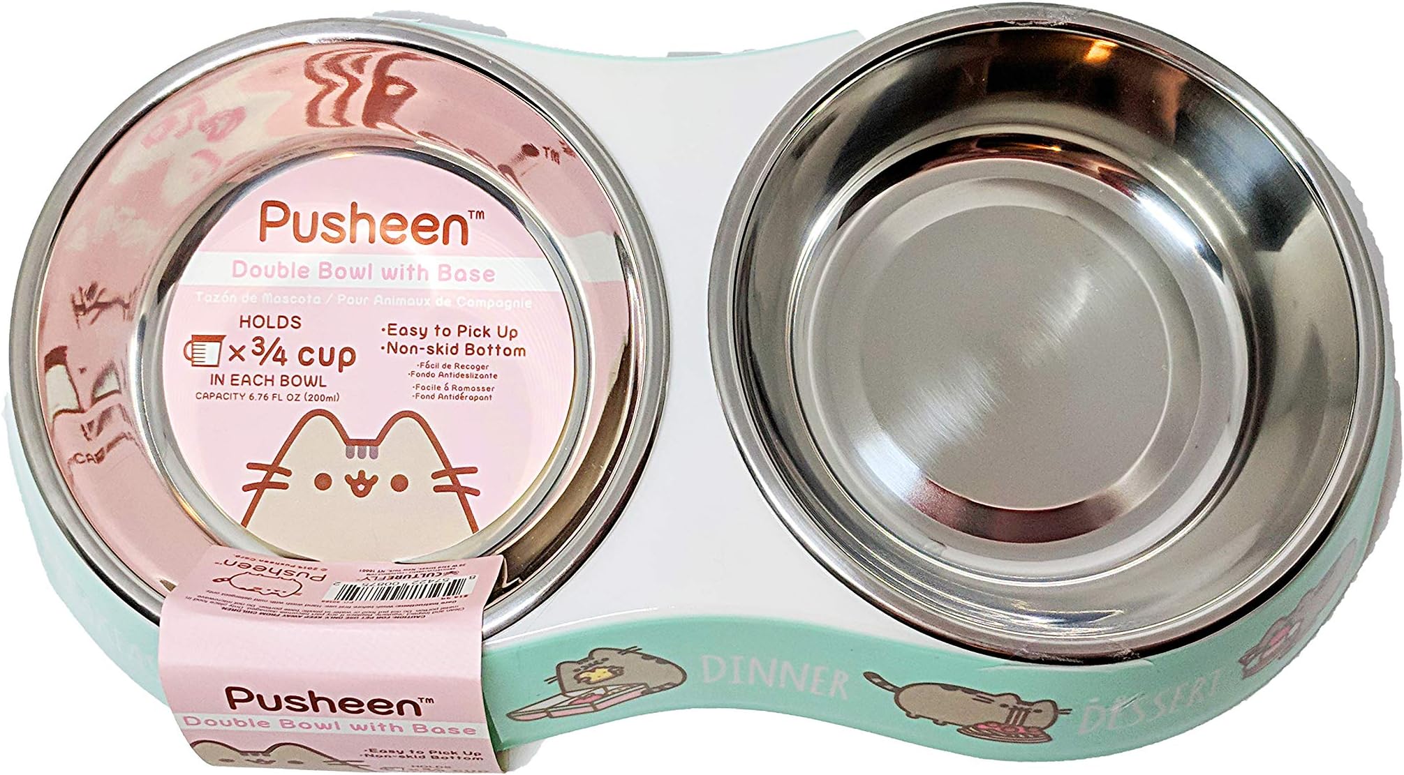 CultureFly Pusheen Double Cat Bowl with Base