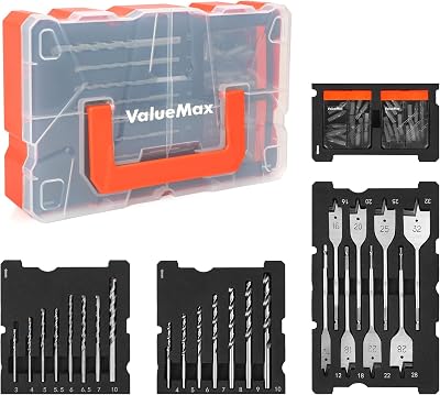ValueMax 55 Pcs Drill Bit Set HSS Masonry Spade Screwdriver Multi-Material Case