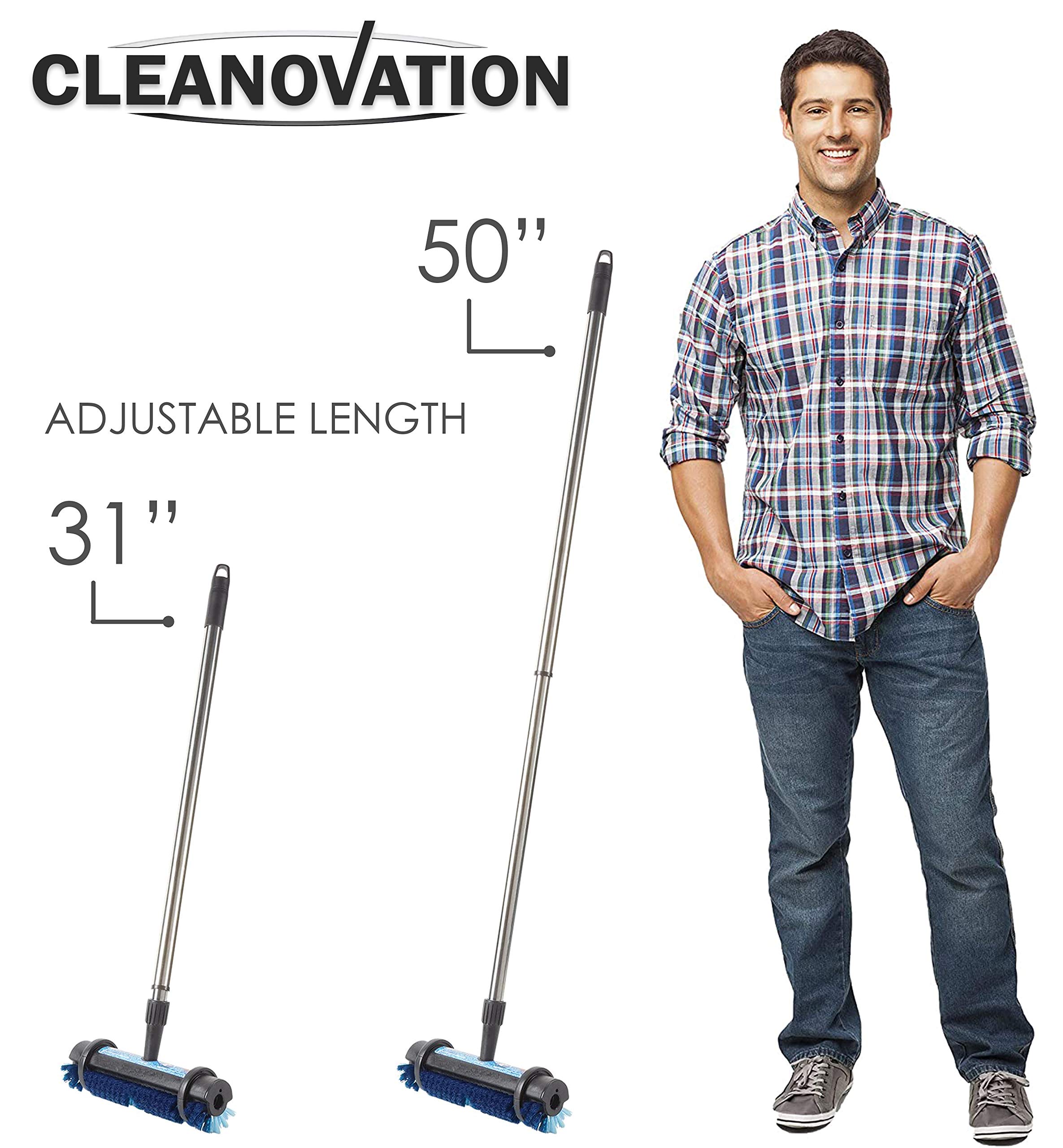 Cleanovation Rug Renovator Floor Scrub Brush with Long Handle, Scrape