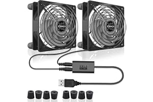 MEGAttA 120mm High Speed 2500 RPM Low Noise USB Cooling Fan,for Receiver,Raspberry, PlayStation, Game Consoles, Fiber Modem, Internet Gateway,Cabinet(Light Gray,2PCS)