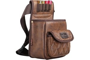 TOURBON PU Leather Shotgun Shell Bag Shooter's Bag for Range/Field